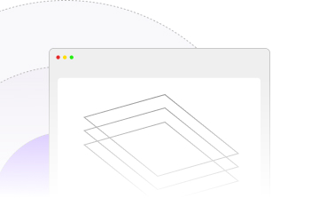 Browser window with three overlapping transparent rectangles representing layers or screens.