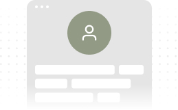 User profile icon inside a browser window mockup with grey and white interface elements.