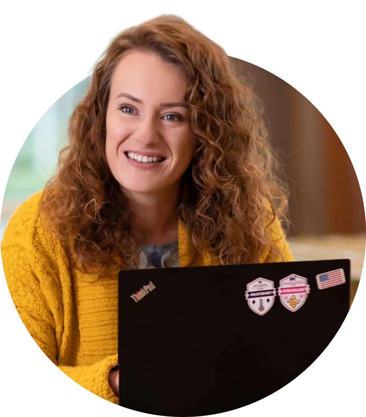 a woman smiling at camera