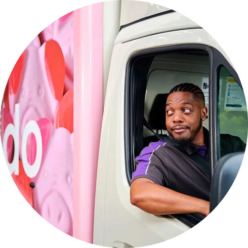 a man looking out of a window