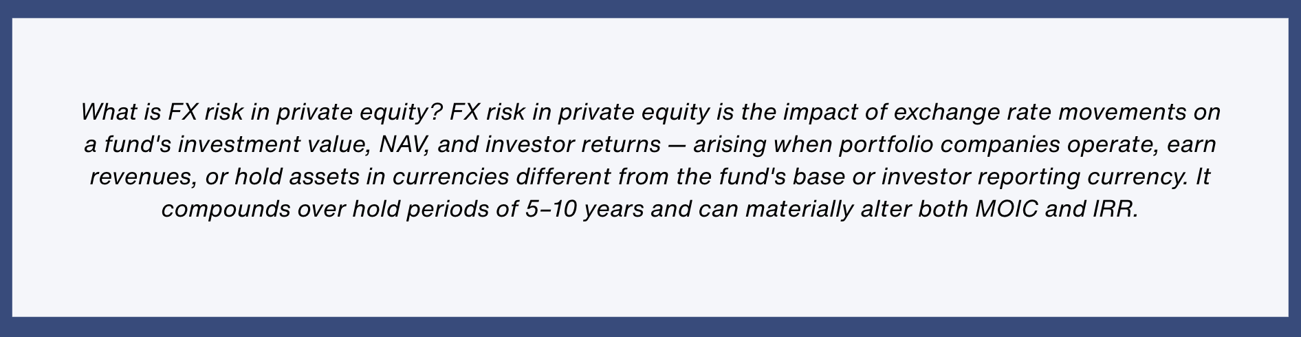 What is FX Risk in Private Equity answer