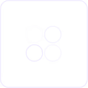 Abstract purple outline of four connected circles inside a rounded square frame on a black background.