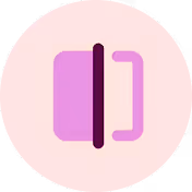 Icon with a vertical dark purple line dividing two purple bracket shapes on a light pink circular background.
