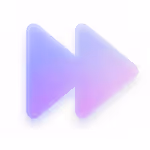 Purple and blue gradient fast forward icon with two right-pointing triangles.