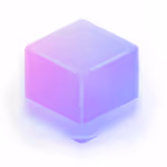 Translucent purple cube with soft glowing edges on a white surface.
