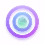 Concentric circles in shades of purple, blue, and green on a white background.