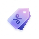 Purple price tags icon with a percentage symbol representing discounts or deals.
