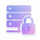 Illustration of three stacked server units with a padlock in front, symbolizing enterprise security controls.