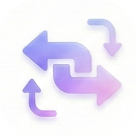 Icon with two large arrows, one pointing left and one right, connected by small curved arrows indicating a swap or exchange.