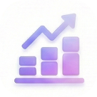 Icon of a bar chart with an upward trending arrow indicating growth or increase.