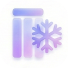 Icon with three vertical purple bars beside a purple snowflake symbol.