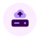 Purple cloud upload icon above a slim device with a blue light.