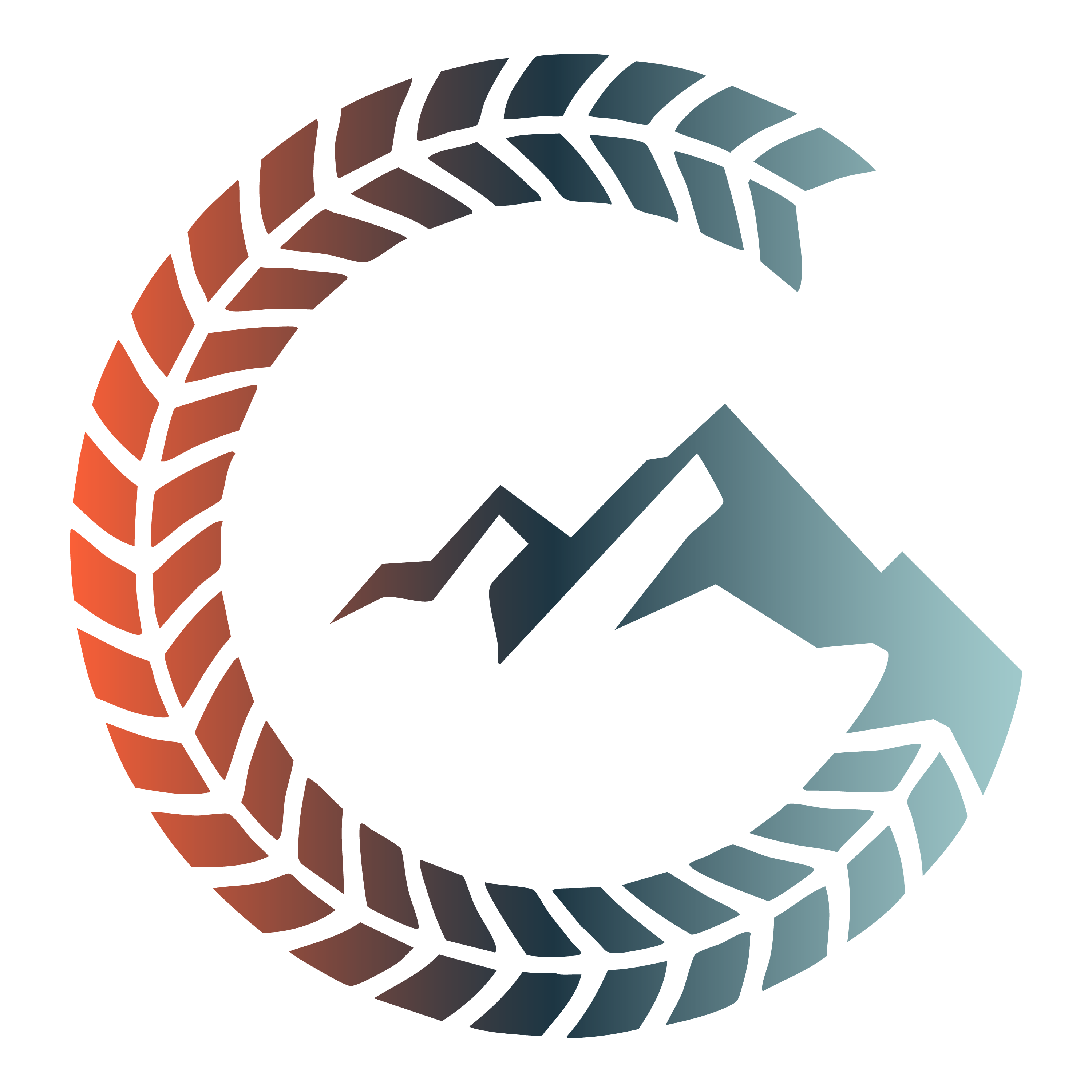 Logo von Geländewerk mit Reifenprofil und Bergsymbol | Offroad Touren & Offroad Reisen für Selbstfahrer