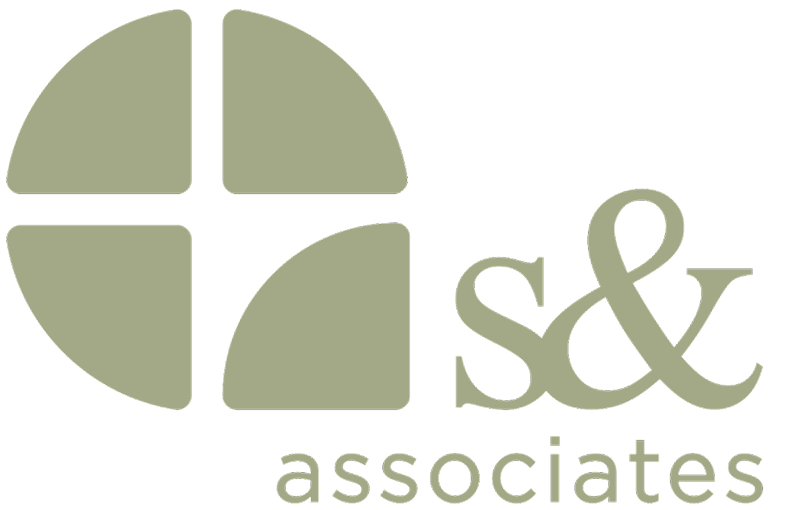 Abstract logo with four rounded shapes forming a circle and the text 's& associates' to the right.