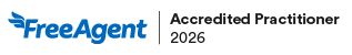 FreeAgent logo with text Accredited Practitioner 2026.