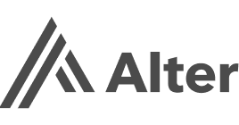 Alter company logo with stylized letter A formed by three diagonal lines