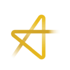 Yellow star icon with a trailing gradient effect inside a white circular background.