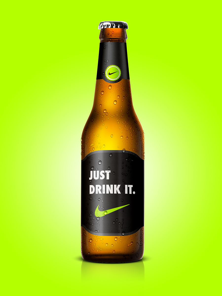 Nike Beer, Beer Designs, Brands into Beers, beer bottles