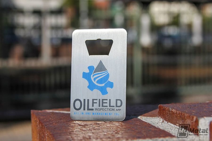 Bottle opener, a classic custom business cards with own logo and high shine gloss.