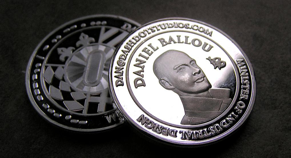 Create business cards from coins. No need from paper stock just coins with contact details to toss around.