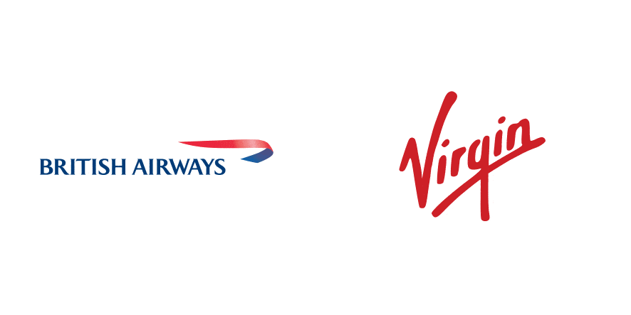 Design created by Printsome for the creative exercise Brand Colour Swap. British Airways VS Virgin Airlines