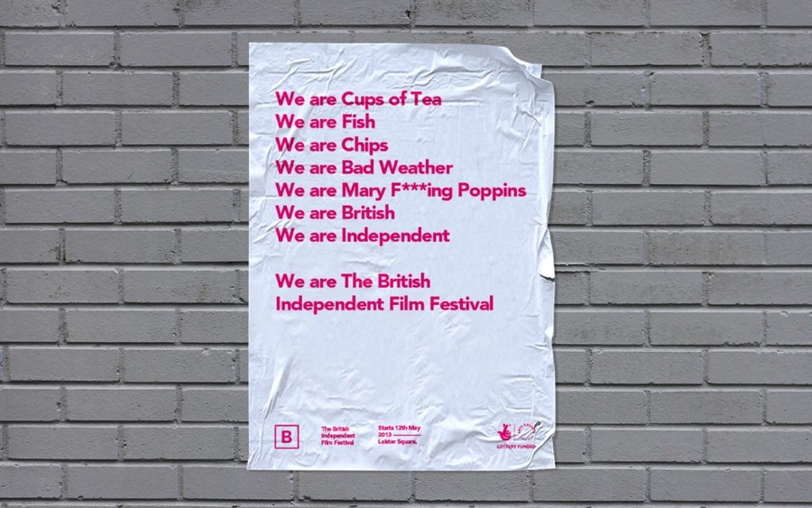 British Independent Film Festival poster, achieve the objectives with simple styles. This poster would work on newspaper.