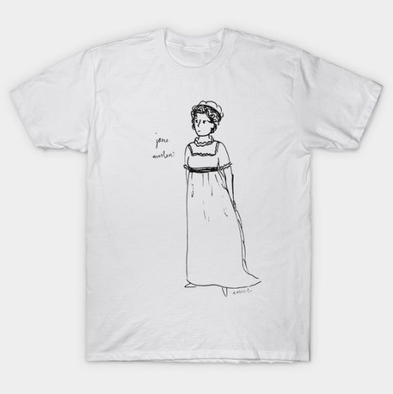 Custom T-shirts UK, Jane Austen, Hand-drawn print