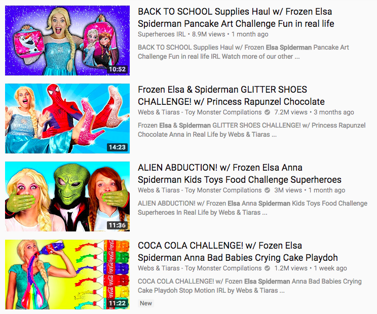 YouTube Rewind 2017, Spiderman and Elsa videos