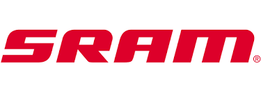 SRAM Markenlogo in roter fetter Schrift auf weißem Hintergrund.