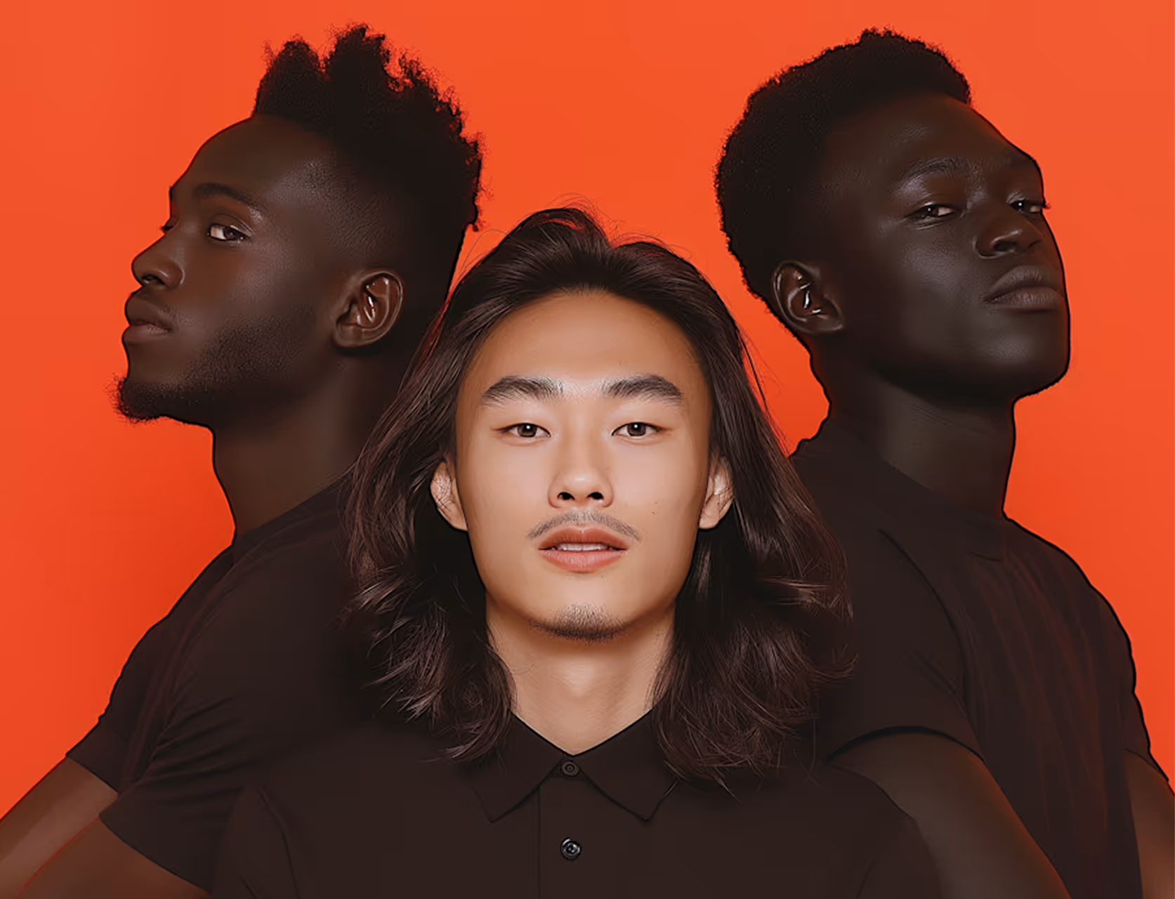 three man stand by good look