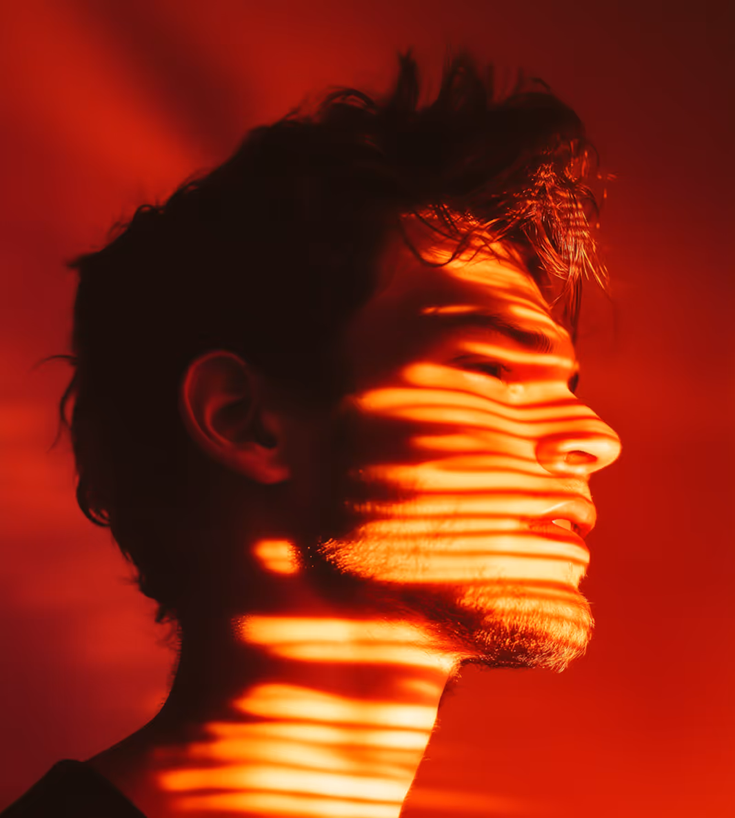 Sun kissed image in man mouth