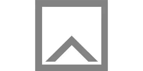 Graues Quadrat mit einem dunkleren grauen V-förmigen Muster in der Mitte.