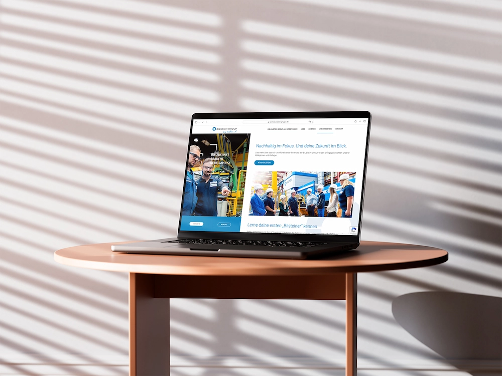 BILSTEIN Website mockup in Macbook pro table