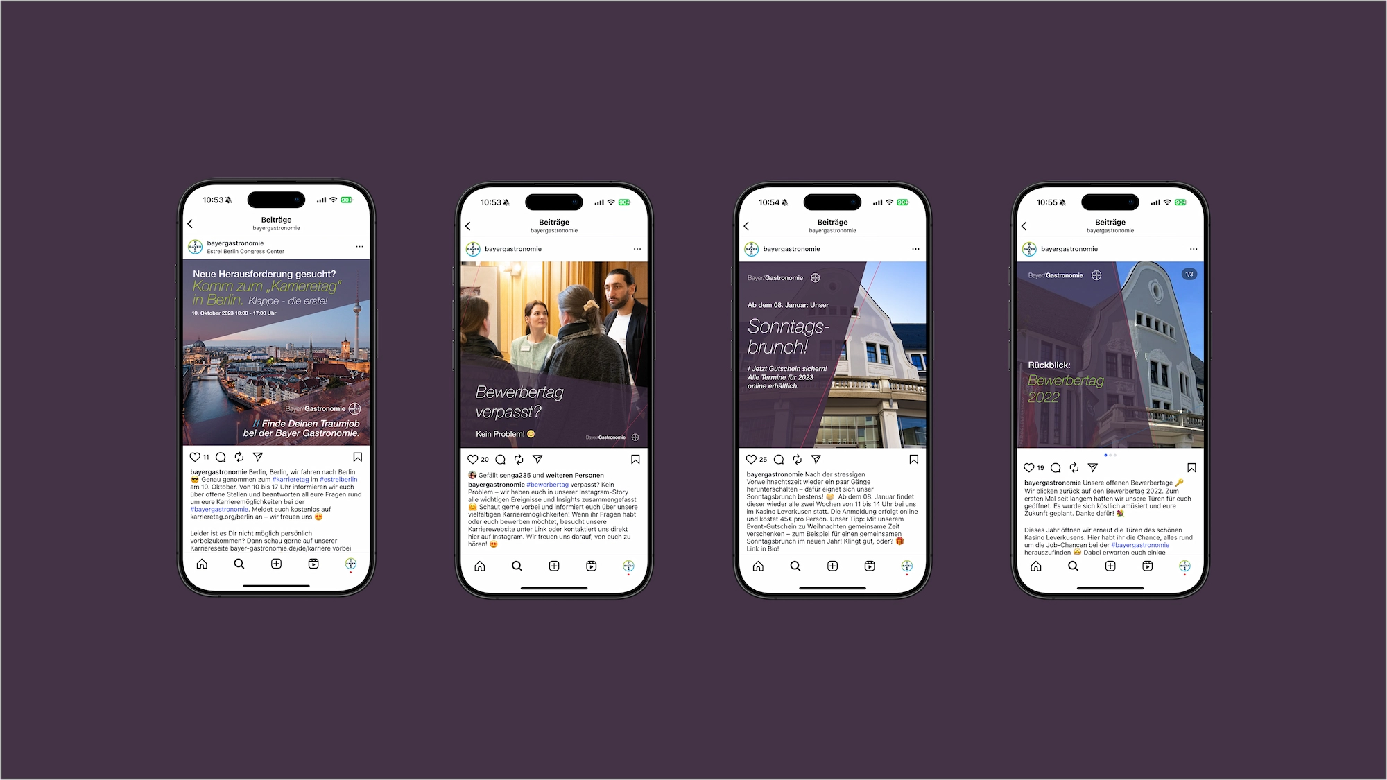 Digitaler Feed-Auftritt auf dem Smartphone – Konsistentes Branding vom Messestand bis in die sozialen Medien.