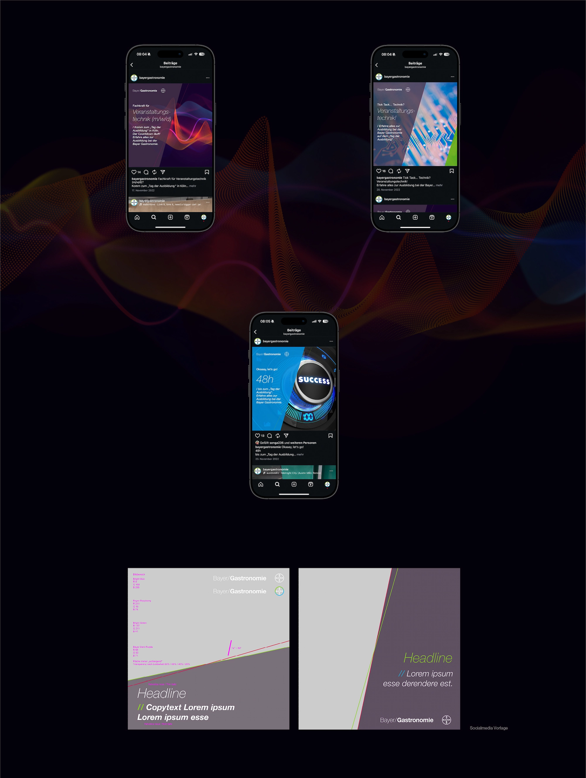 Digitaler Feed-Auftritt auf dem Smartphone – Konsistentes Branding vom Messestand bis in die sozialen Medien.