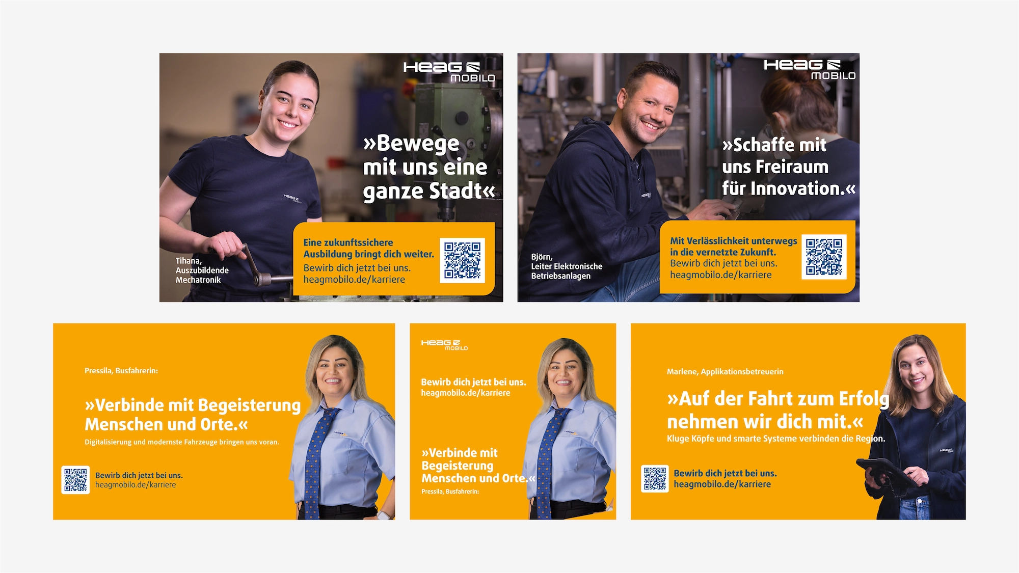 Layoutgestaltung der Bus- und Straßenbahn Beklebung – Fokus auf Typografie und Key-Visuals für das Employer Branding.