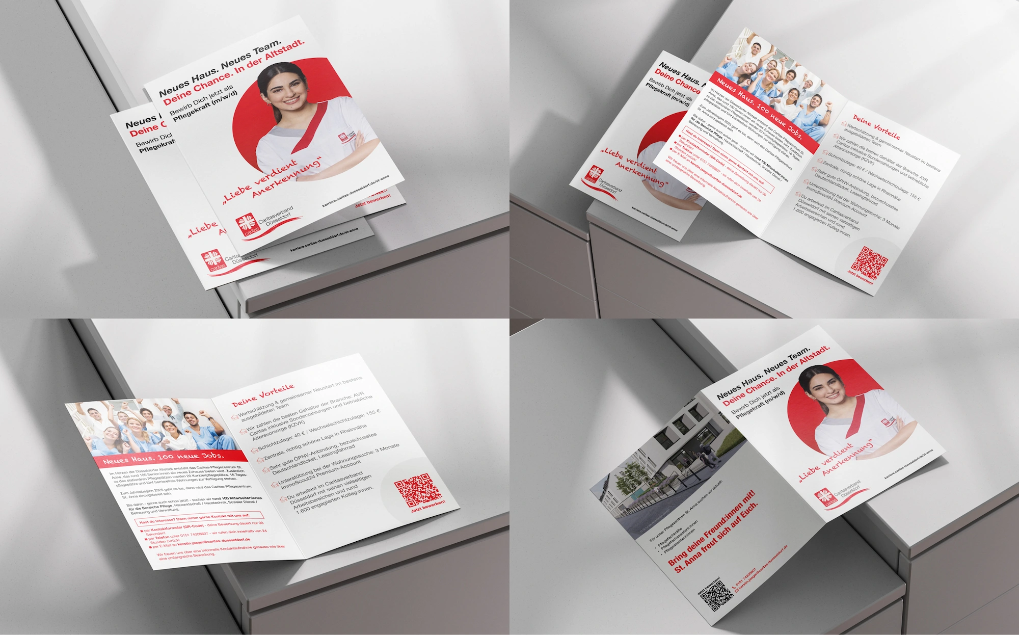 HR-Flyer Design für Caritas: mockup und Layoutsgestaltung