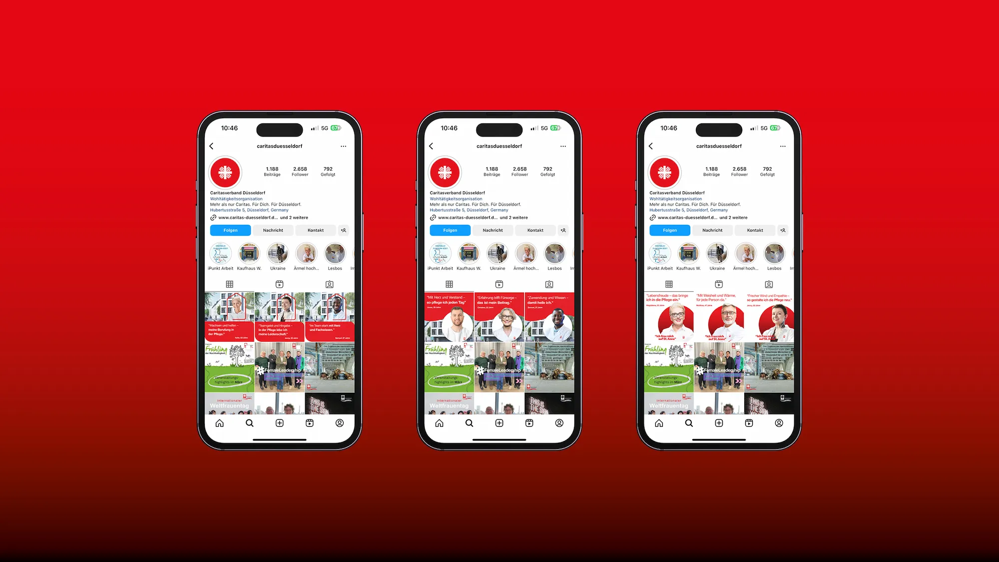 Detailansicht der Typografie und des Layouts: social media visuals
