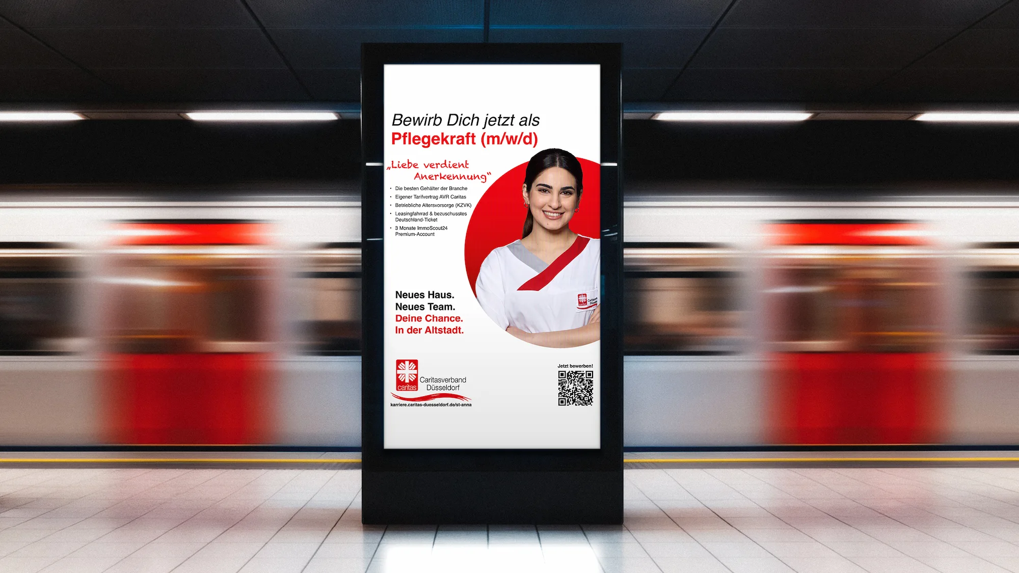 HR-Poster Design für Caritas – Professionelles Printdesign mit Fokus auf klarer Typografie und emotionaler Bildsprache.