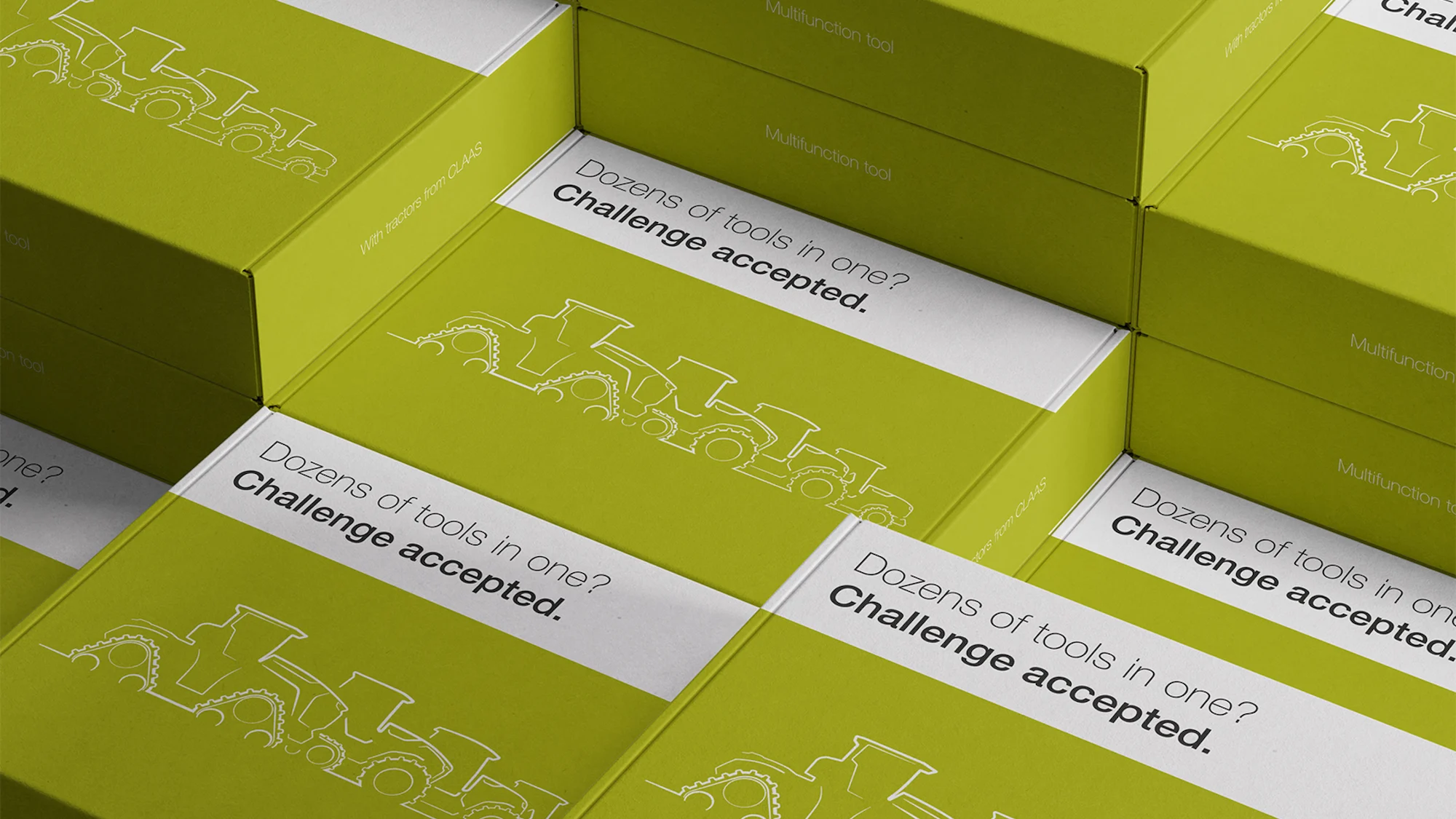 Modulares Verpackungsdesign für TUC – Produktverpackungen und Einleger mit dem ikonischen Traktor-Key-Visual.