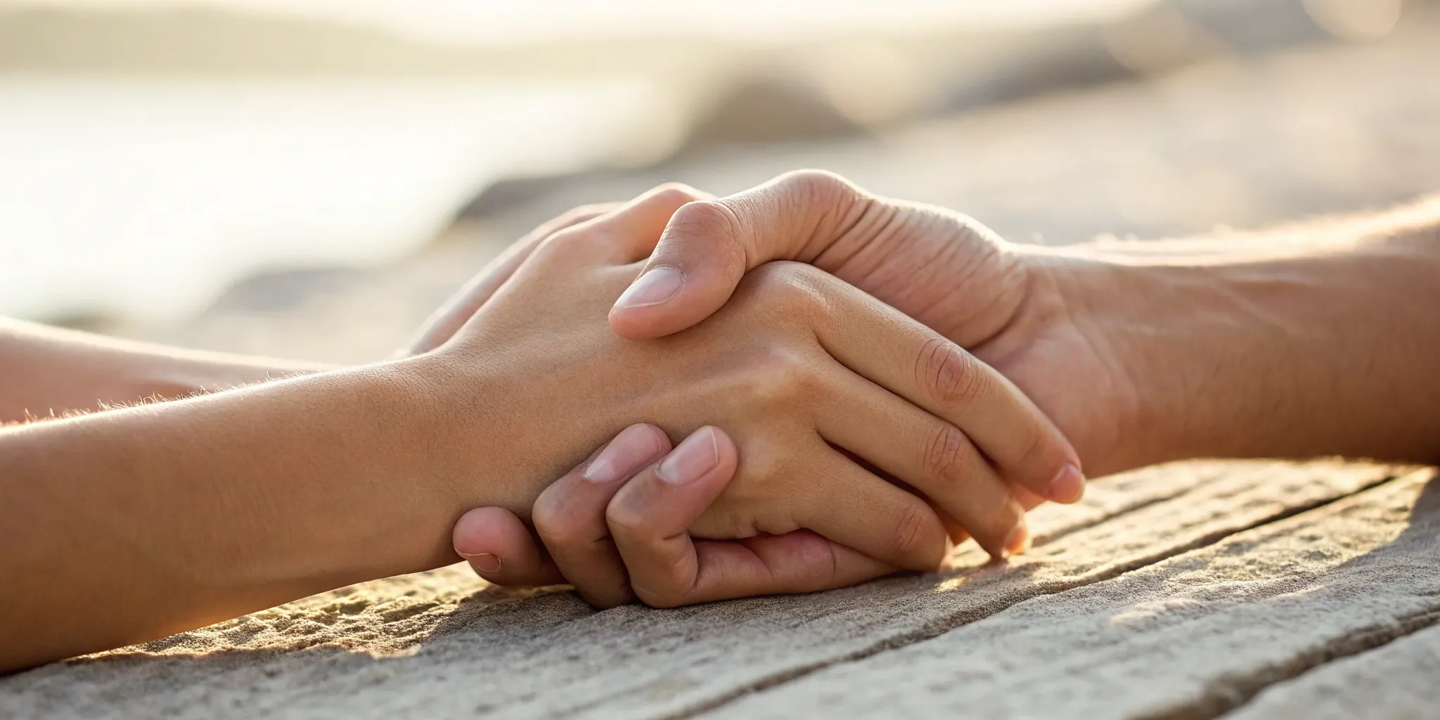 A couple holding hands on a beach, a first step in how to fix intimacy issues in a relationship.