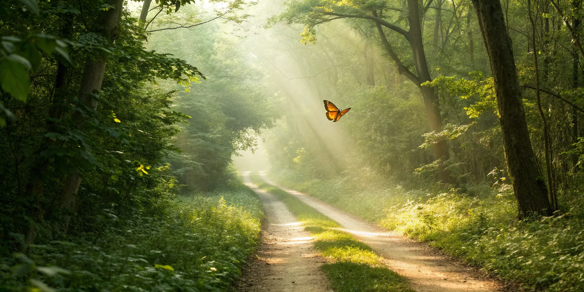A butterfly on a sunlit path, showing the psychological journey of learning how to trust someone again.