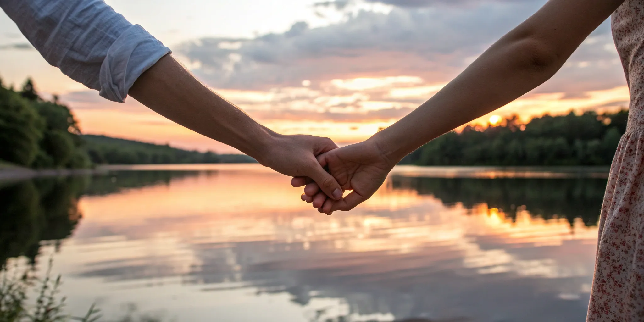 Couple holding hands at sunset, learning how to trust someone again after they cheat.