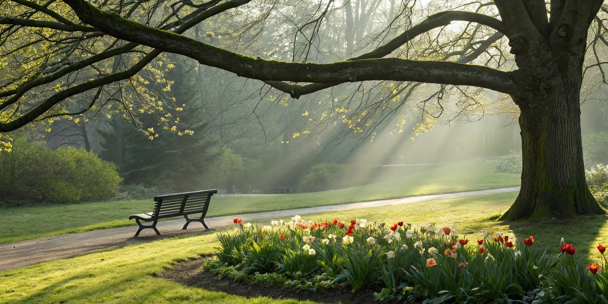 A sunlit park bench offering a moment of peace before finding the best attachment based therapists.