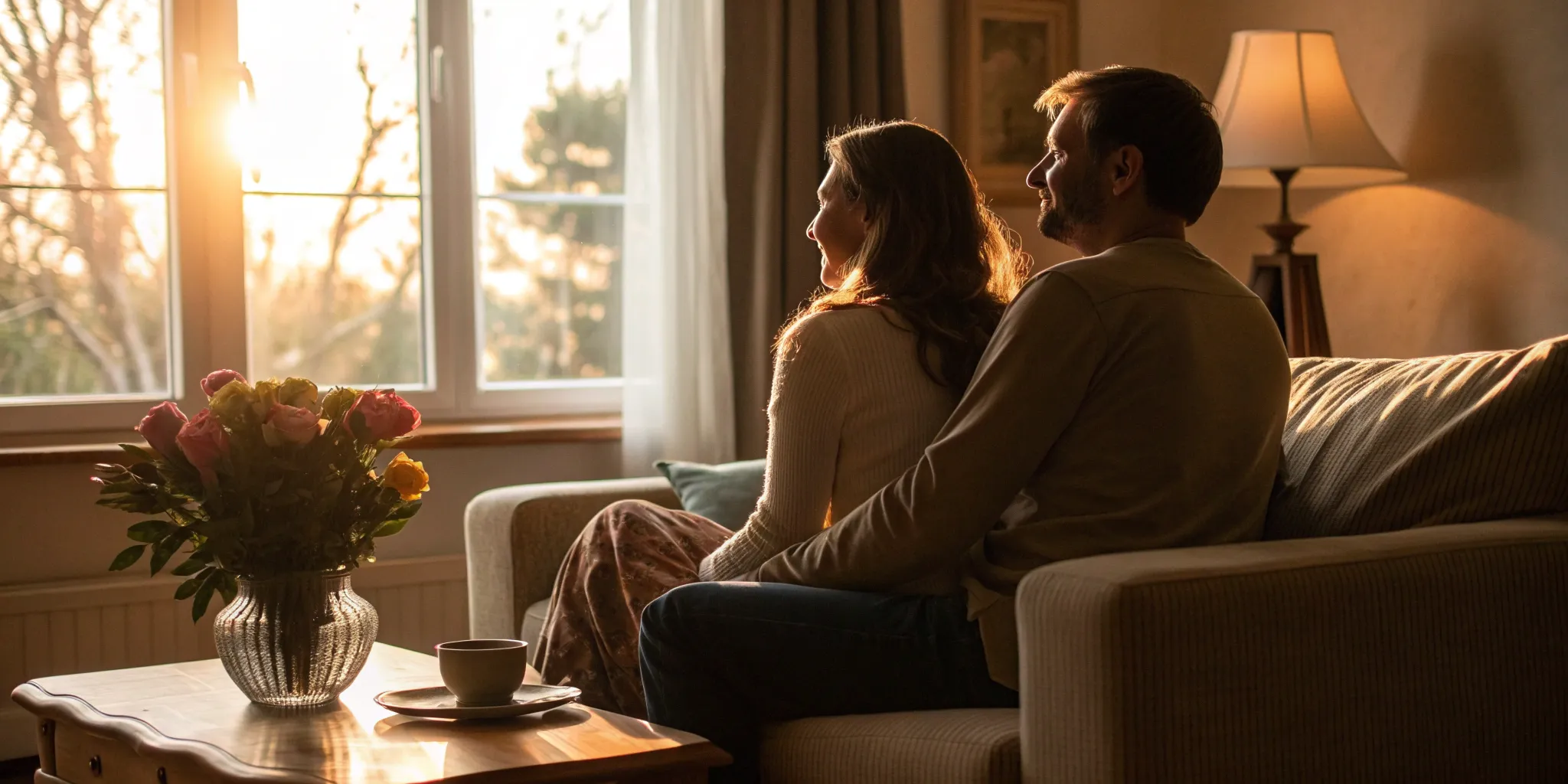 Couple on a couch looking up how to book couples counseling for lack of intimacy.