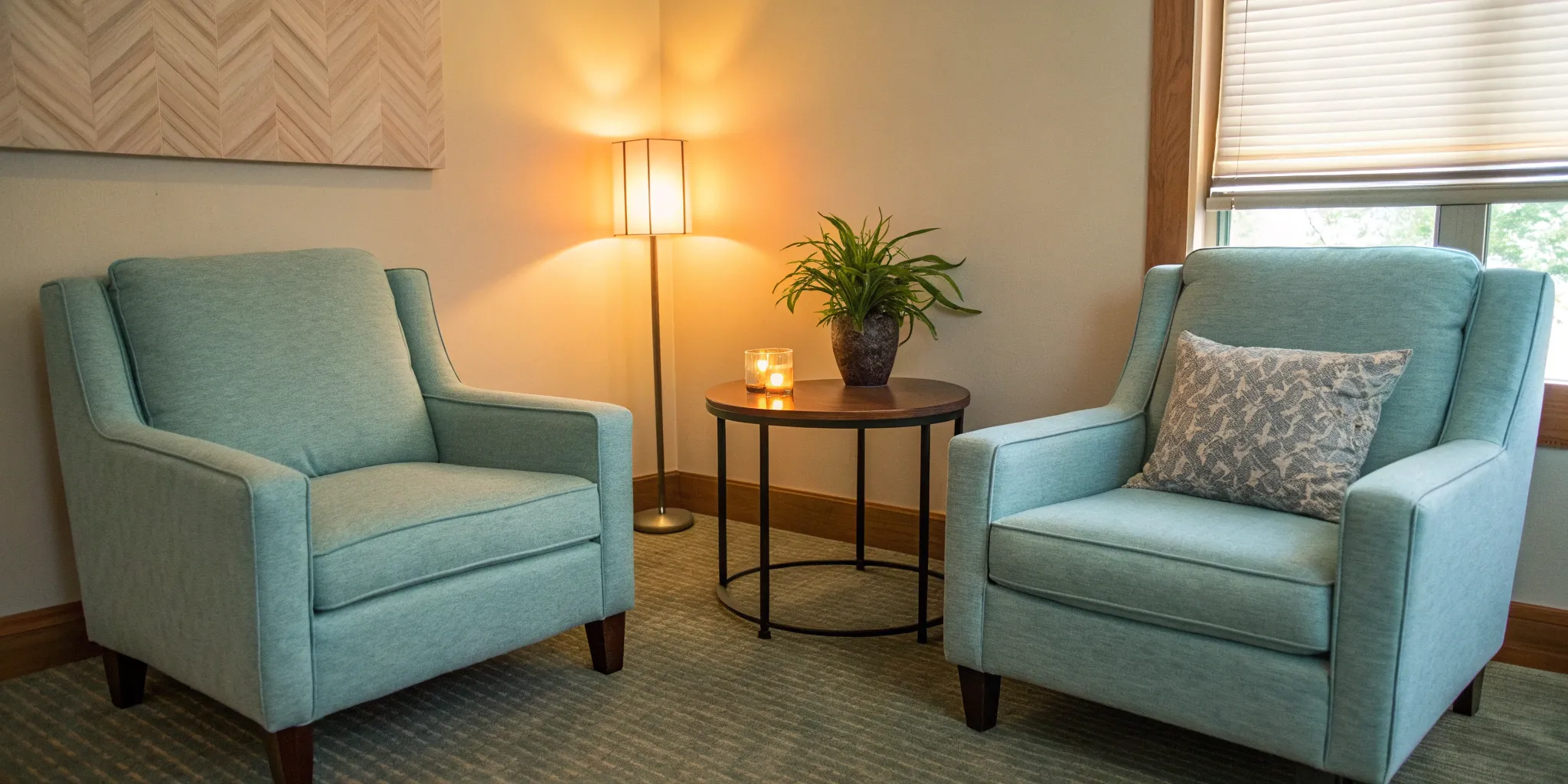 A therapy office setting for couples ready to find a Gottman therapist.