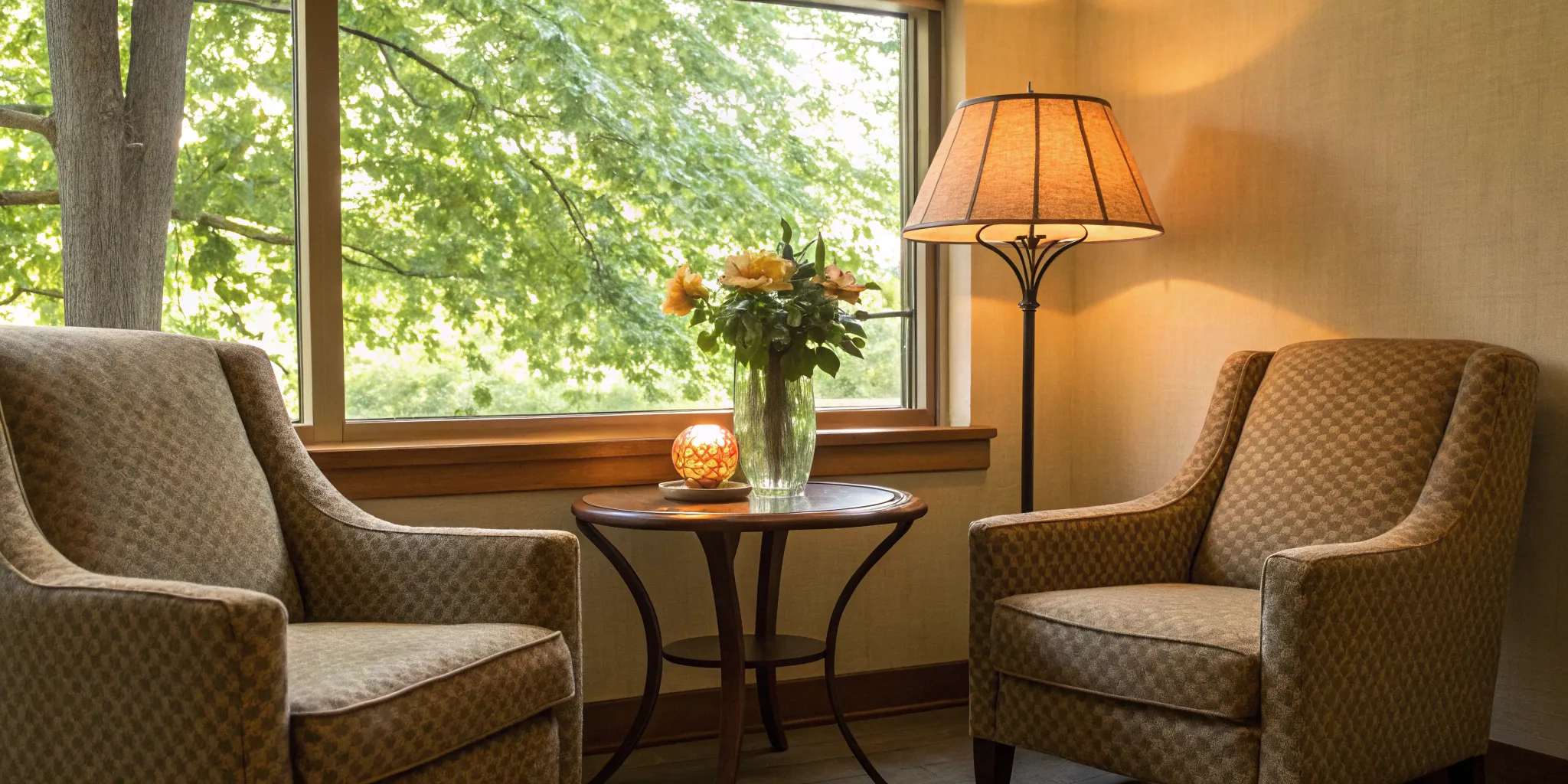 A therapy office setting for finding a therapist to help with depression and relationship issues.