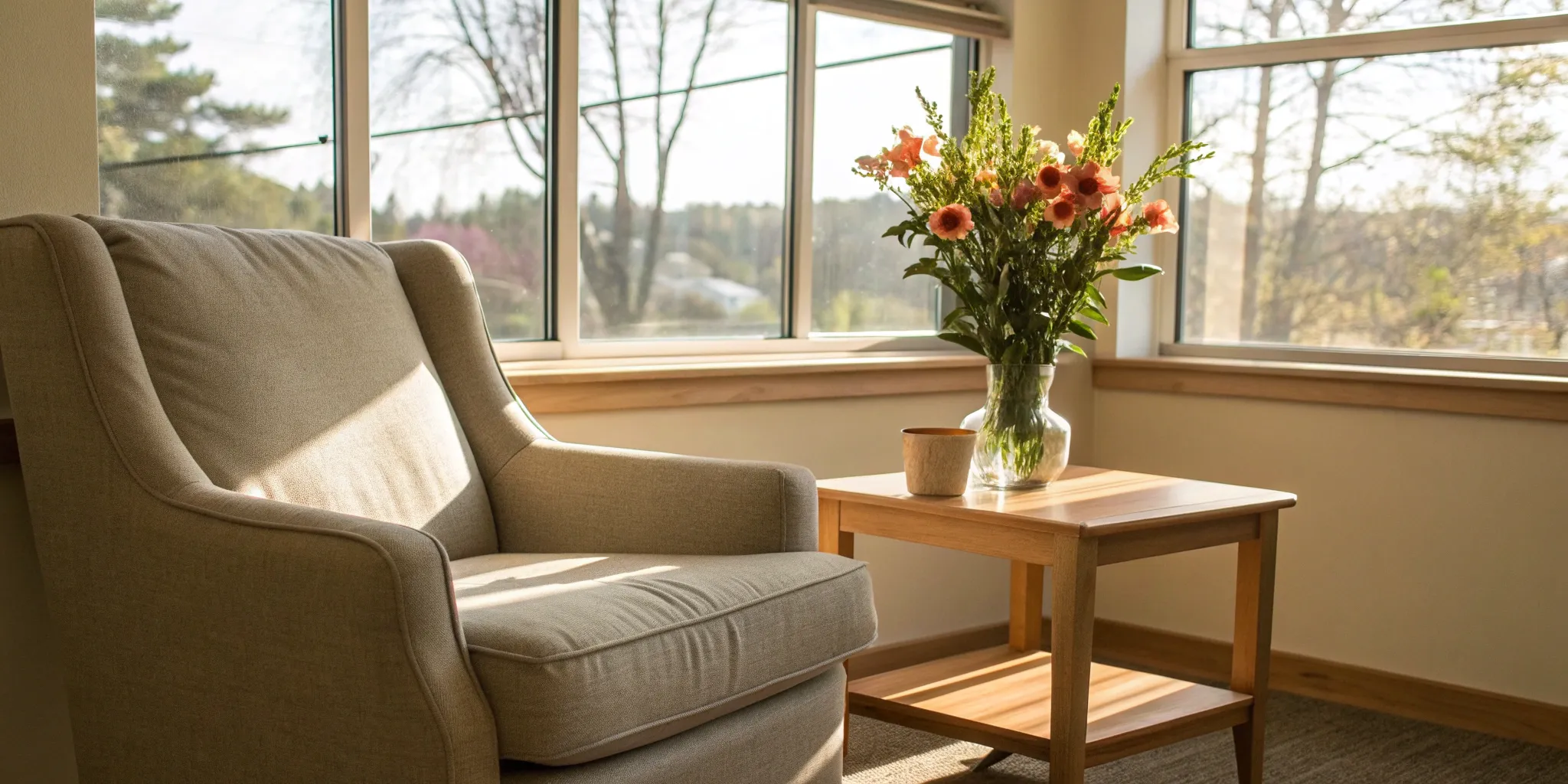 A calm therapy room to find a psychodynamic therapist for relationship problems.