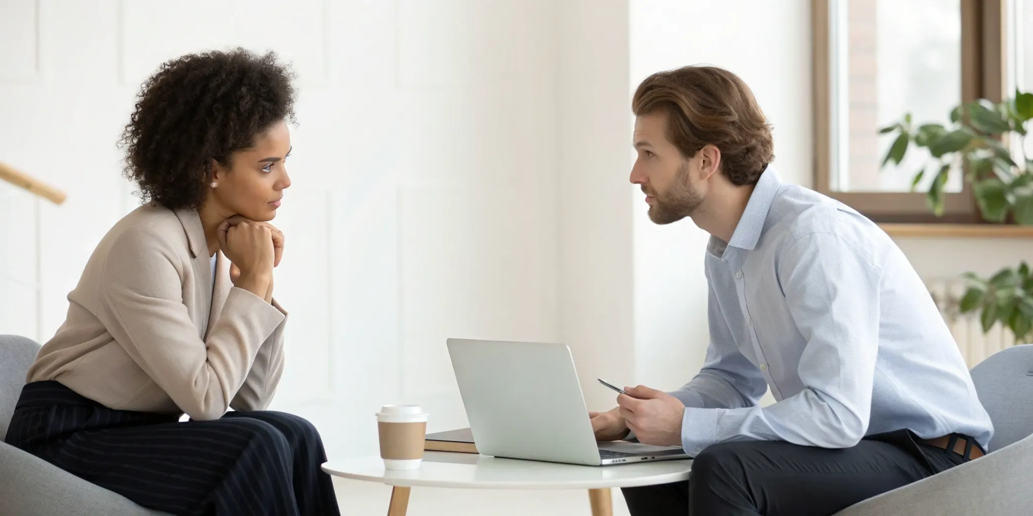 Two people in a psychodynamic therapy session working on improving communication.