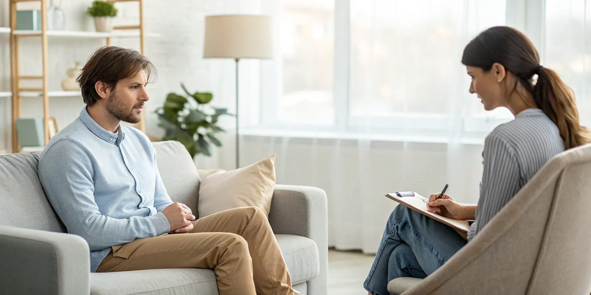 Man discussing relationship issues in an individual therapy session.